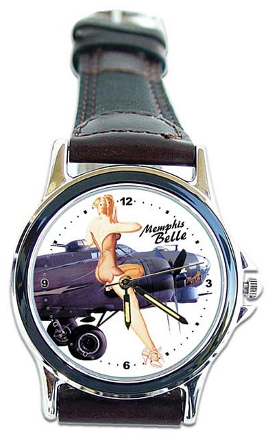 B-17 Memphis Belle Nose Art Wrist Watch